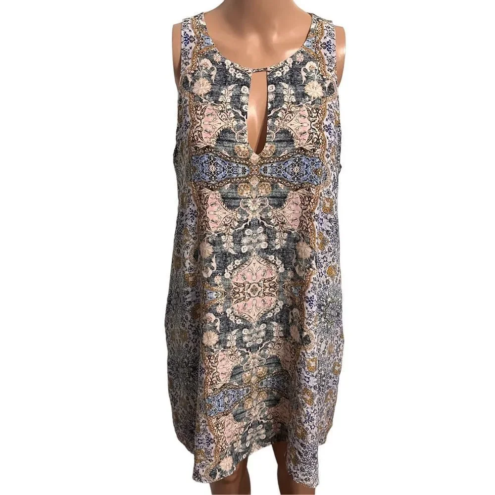 Nice Stitch Fix women Lavender Brown Sonna Keyhole Detail Silk Dress Light Blue